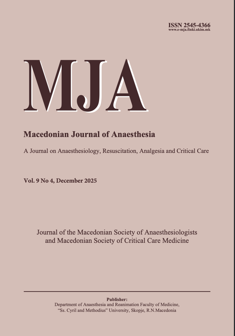 					View Vol. 9 No. 4 (2025): Macedonian Journal of Anaesthesia
				